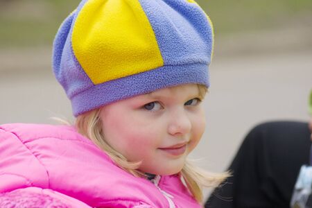 The girl walks in park.の写真素材