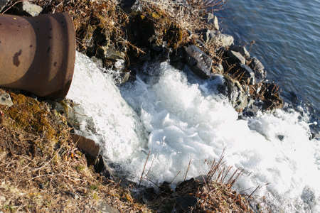 Water flows from the pipe