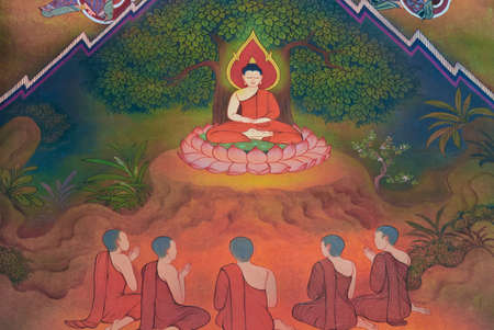 The Buddha have five companions following him at first. They all practices severely to attain enlightenment. のeditorial素材