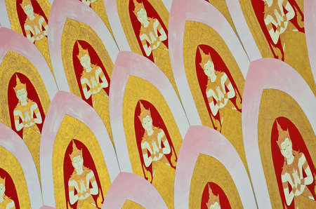 Thai Mural Painting of angels, watching from above in the temple