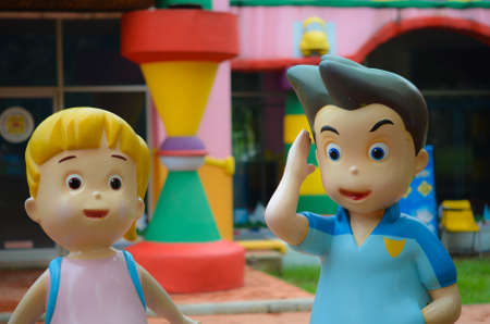 Children doll greetingのeditorial素材