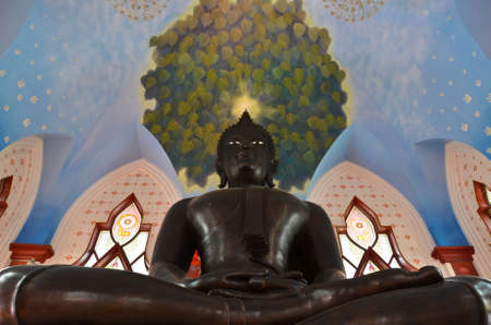 Buddha a statue looking down kindly with an aura on this head shining to console all living things のeditorial素材
