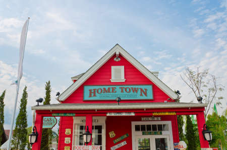 Flashy gas station with colorful exterior and decoration in Thailand for tourism to visitのeditorial素材