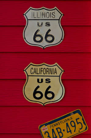 A red flashy wall decorate with US badge from a Thai people who love USA very muchのeditorial素材