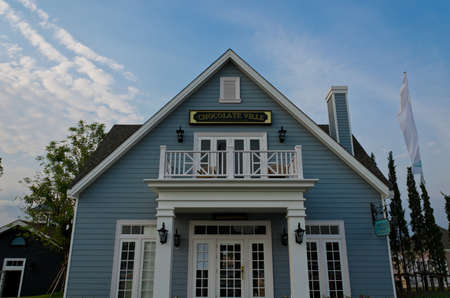 Classic European style building with vivid blue sky. A place for tourismのeditorial素材