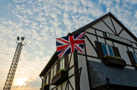 A Classic European inn in the sunsetのeditorial素材