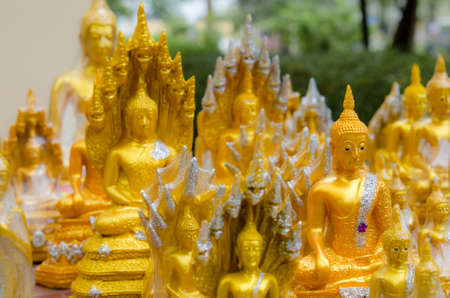 Buddha image lying on the temple s floor in Thailand for people to worshipの写真素材