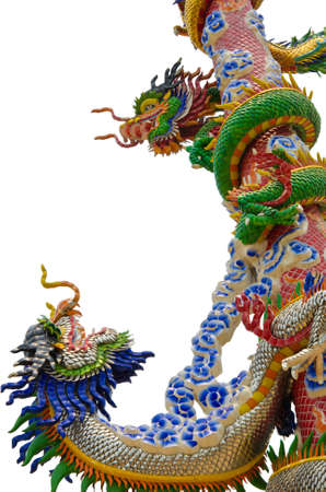 Two dragons fighting on a pole in the Chinese temple  (Isolation)の写真素材
