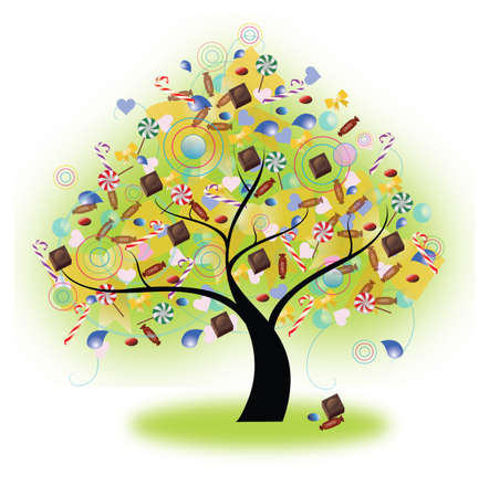 Tree of candies hanging on, create by vectorのイラスト素材