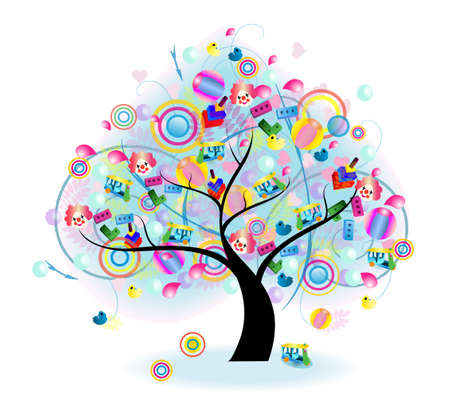 Tree of Toy (vector) --- Blend mode (no drop shadow, gaussian blur, and other bitmap effect)のイラスト素材