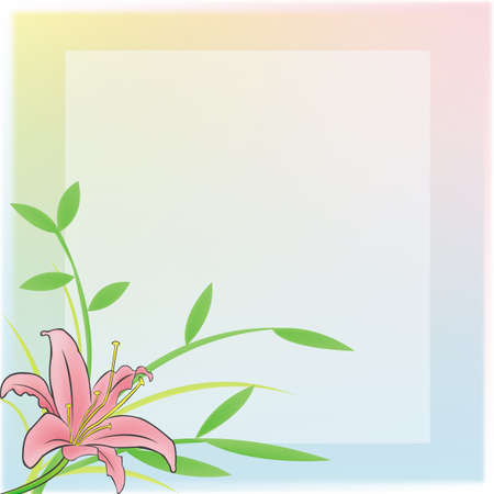 A plain notepad for everyone to use with a pink Lily and rainbow frame.のイラスト素材