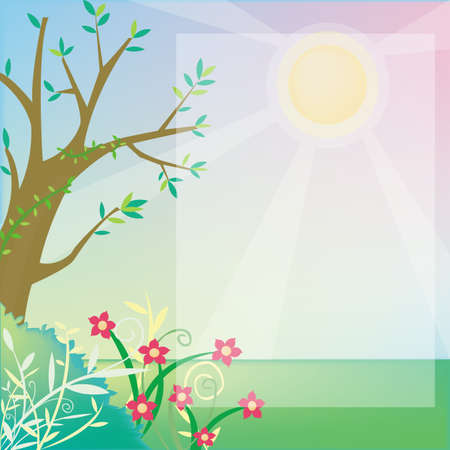 A plain notepad of a forest and empty space frame.のイラスト素材