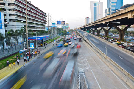 Highway speed line -statics and dynamics, in the city of Bangkokのeditorial素材