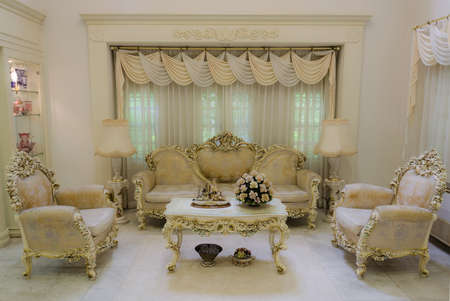 A living room with a luxurious and classical style (Final)の写真素材
