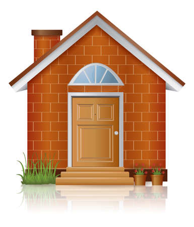 Brick house architecture with chimney, create by vectorのイラスト素材
