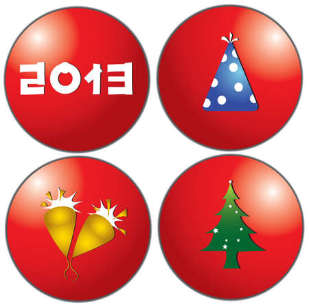 Christmas decoration icons in red circle, create by vectorのイラスト素材
