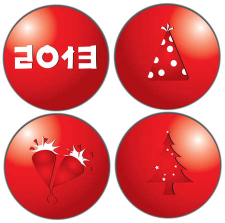 Christmas decoration icons in red circle, create by vectorのイラスト素材