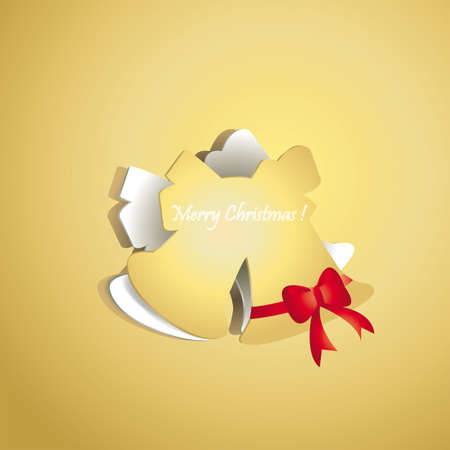 Chrismas bell peel off from gold paper background, create by vectorのイラスト素材