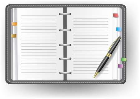 Office diary with line and a ballpoint pen, create by vectorのイラスト素材