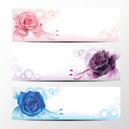 Rose banner collection, set のイラスト素材