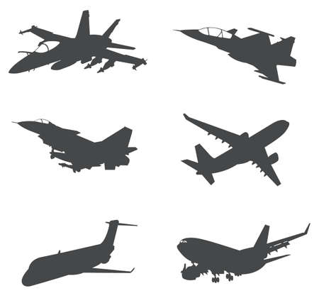 Sets of silhouette Aeroplanes, create by vector.のイラスト素材