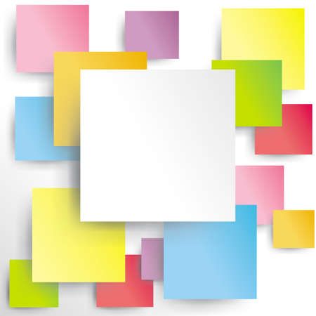 Colorful squares on white paper with shadow のイラスト素材