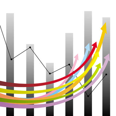 Colorful growth arrows and graphs, create by vectorのイラスト素材