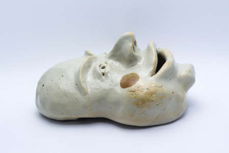 Side of Ancient Tribal Mask on white Backgroundの写真素材