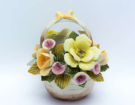 Artificial Flower Vase on white Backgroundの写真素材