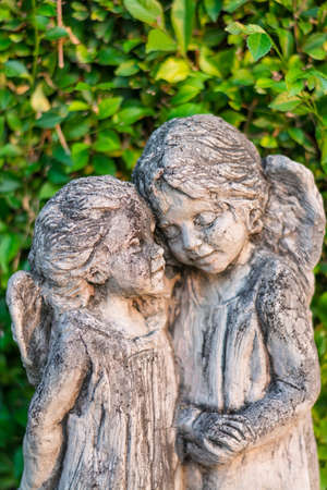 Ancient Angel Statues in the Forestの写真素材