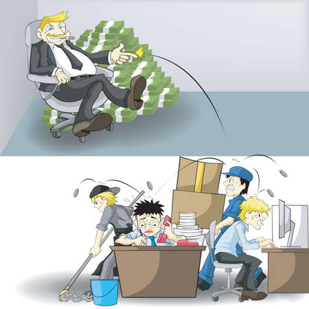 The real income and workload between CEO and Employees. What is your next move in life?のイラスト素材