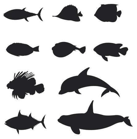 Sets of silhouette Fishes 2, create by vectorのイラスト素材