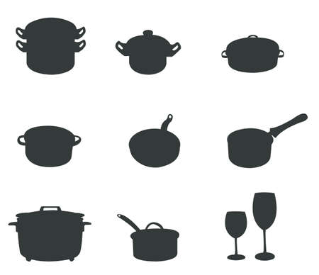 Sets of silhouette kitchen tools 2, create by vectorのイラスト素材