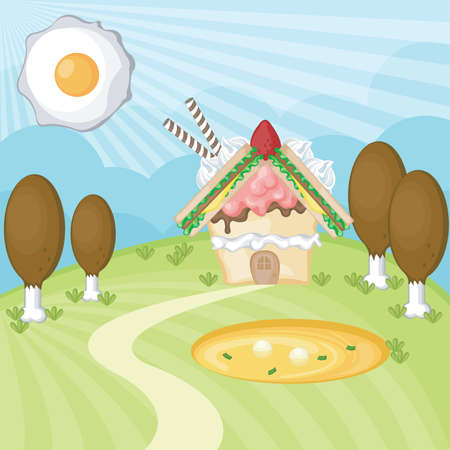 Food landscape, create by vectorのイラスト素材