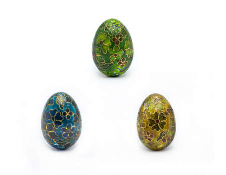 Old-fashion Easter Eggs set in white background の写真素材