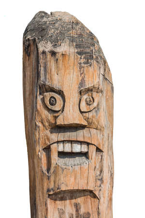 Asian Monster pole  Old tribal art create of woodの写真素材