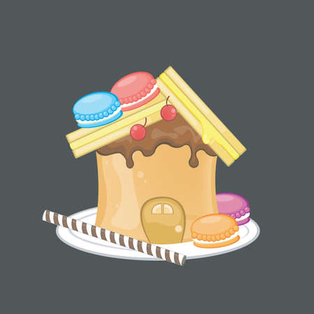 Sweets peanut butter sandwich houseのイラスト素材