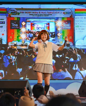 BANGKOK, THAILAND - MARCH 31: Kazumi from Sony Music performs live concert in school uniform in the 3rd Thai-Japan Anime & Music Festival on March 31, 2013.のeditorial素材