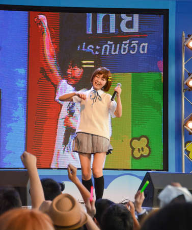 BANGKOK, THAILAND - MARCH 31: Kazumi from Sony Music performs live concert in school uniform in the 3rd Thai-Japan Anime & Music Festival on March 31, 2013.のeditorial素材