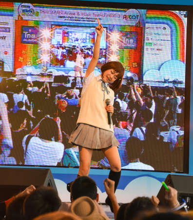 BANGKOK, THAILAND - MARCH 31: Kazumi from Sony Music performs live concert in school uniform in the 3rd Thai-Japan Anime & Music Festival on March 31, 2013.のeditorial素材