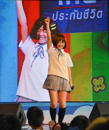BANGKOK, THAILAND - MARCH 31: Kazumi from Sony Music performs live concert in school uniform in the 3rd Thai-Japan Anime & Music Festival on March 31, 2013.のeditorial素材