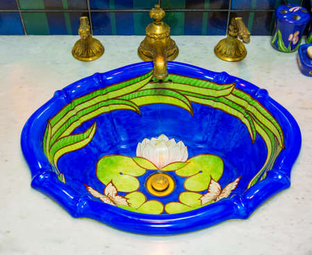 Luxury water sink, decorate in marine style interiorの写真素材