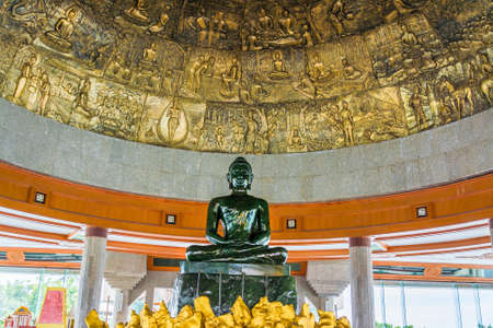 World biggest jade Buddha in meditation pose in wat Dhammamongkol, Thailandのeditorial素材