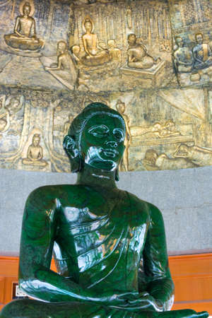World biggest jade Buddha in meditation pose in wat Dhammamongkol, Thailandのeditorial素材