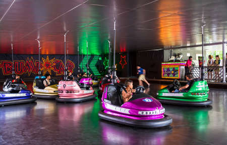 BANGKOK, THAILAND - 5 JUNE 2013: Children play bump car in in "Dream World" amusement park on June 5, 2013.のeditorial素材