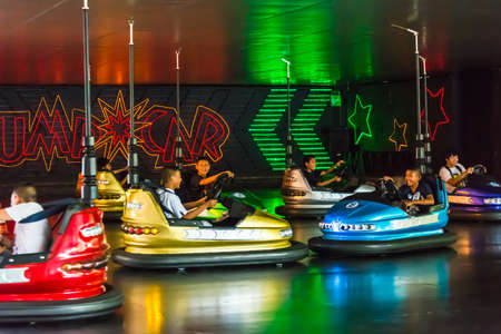 BANGKOK, THAILAND - 5 JUNE 2013: Children play bump car in in "Dream World" amusement park on June 5, 2013.のeditorial素材