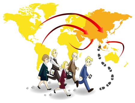 Group of business people seeking chance and money in Asiaのイラスト素材