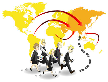 Group of business people seeking chance and money in Asiaのイラスト素材