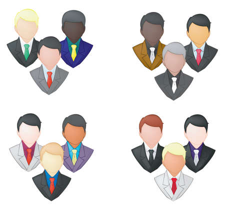Set of businessman icon in group  pencil lineのイラスト素材