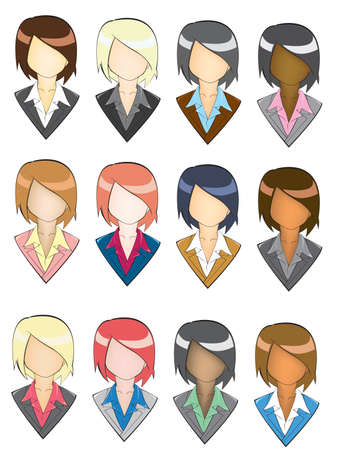 Set of businesswoman icon in PENCIL LINE styleのイラスト素材